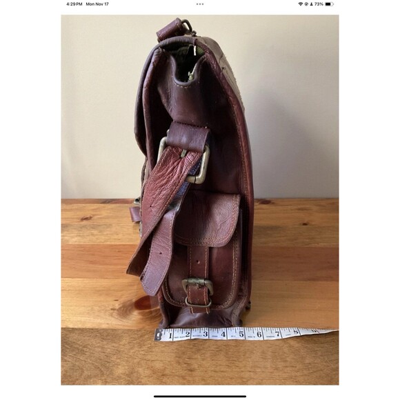 Genuine Leather Mens Large Brown Converter Backpack/Satchel Laptop Briefcase VTG - Picture 7 of 11
